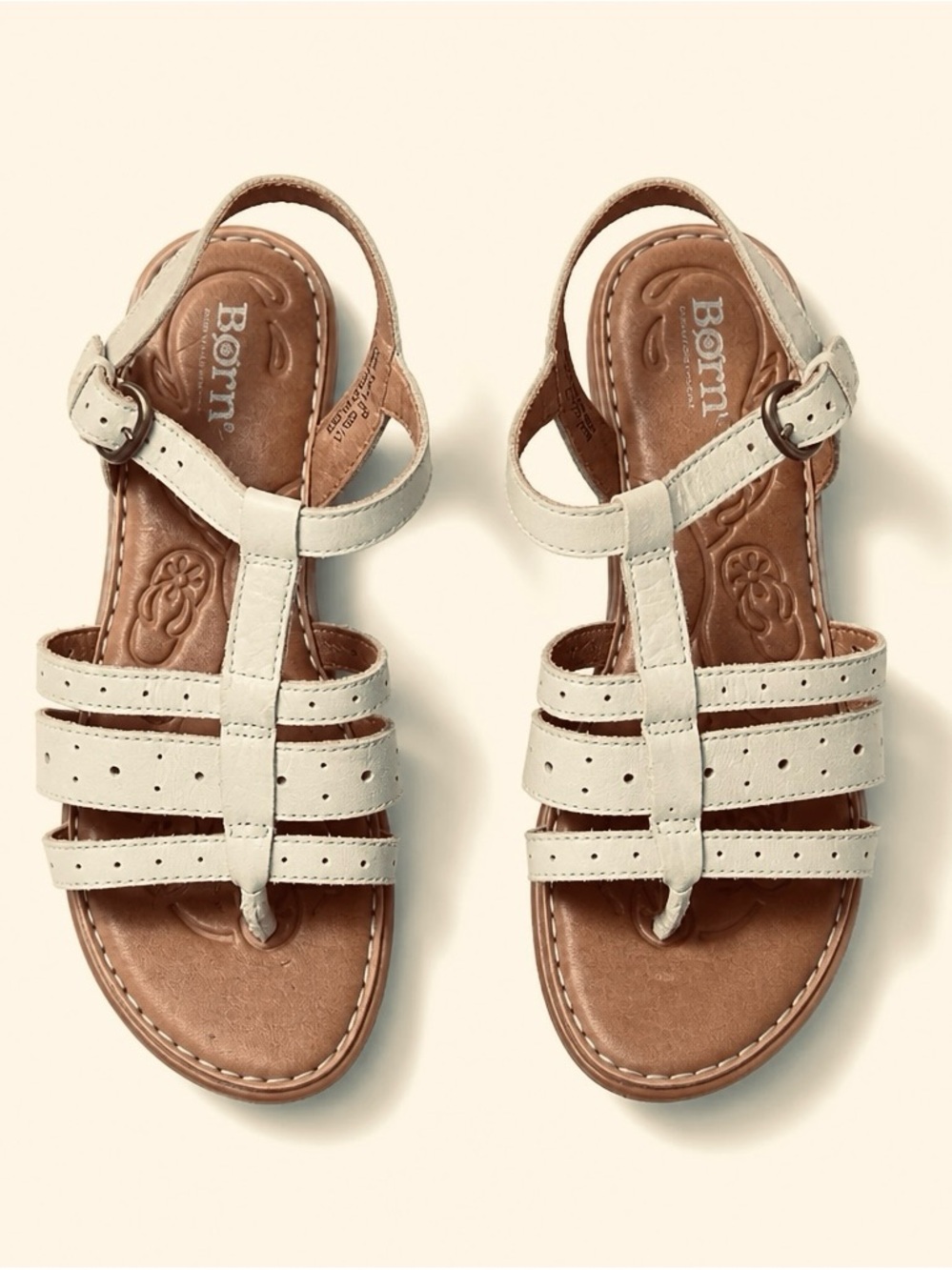 Born Marisol Leather T-Strap Sandals